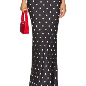 Chic Black and White Polka Dot Maxi Skirt